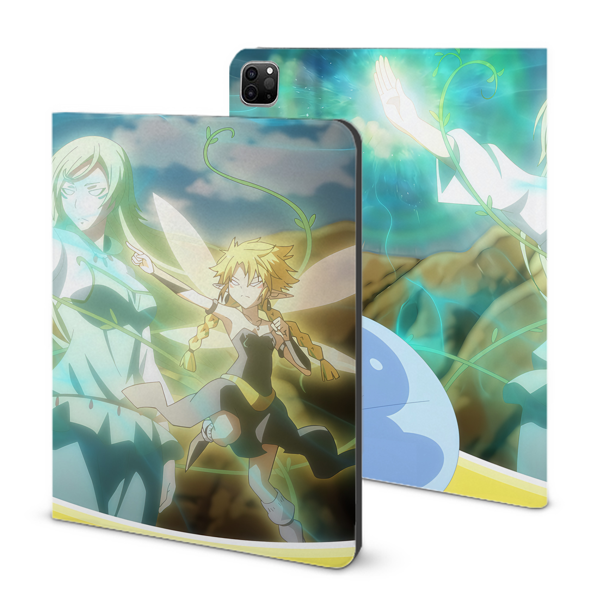 （画像用） 転スラ Regarding Reincarnated to Slime IPad ケース ブック型 PUレザー TPU 耐衝撃 軽量 薄型 ペン収納なし 全面保護 IPad 各モデル対応
